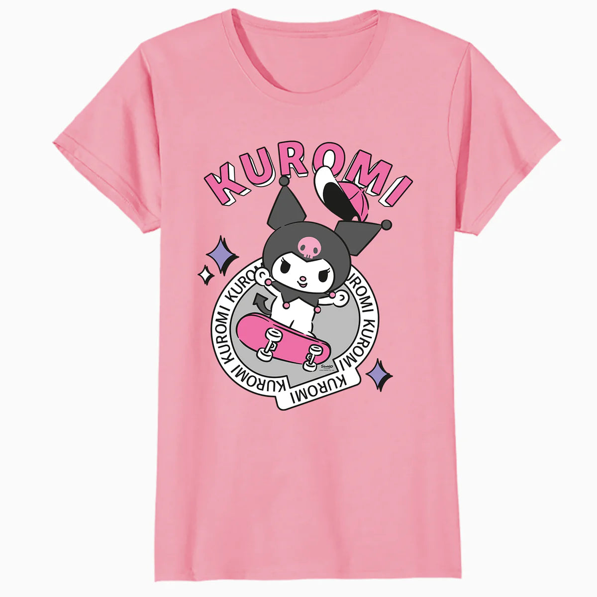 Hello Kitty Kuromi Street Style Skateboard Art Punk Classic Official Women's T-Shirt
