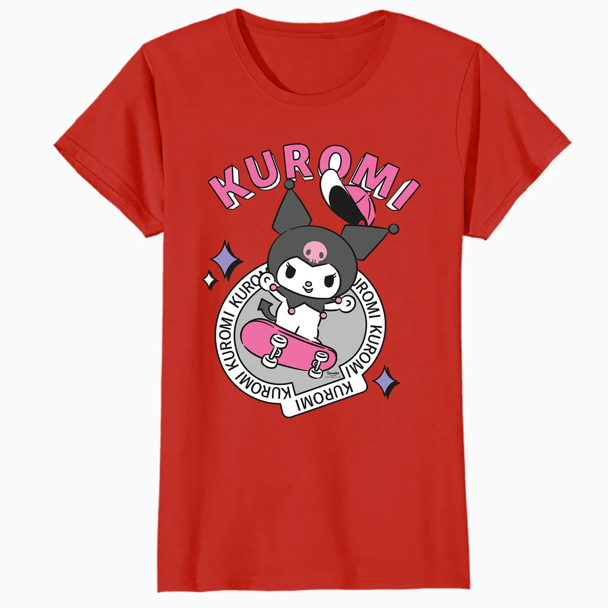 Hello Kitty Kuromi Street Style Skateboard Art Punk Classic Official Women's T-Shirt
