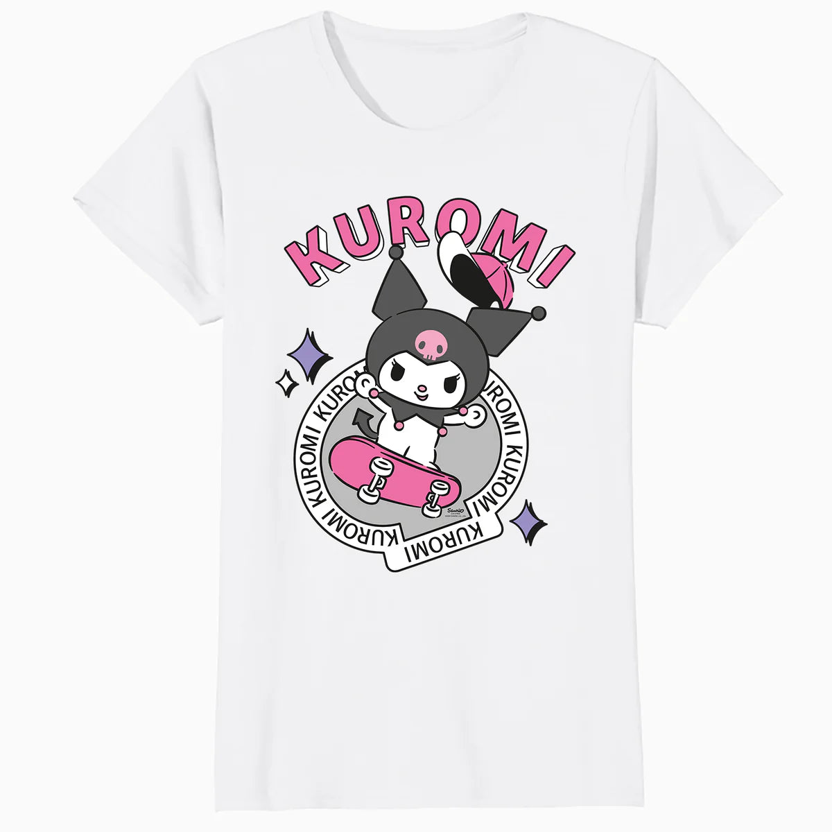 Hello Kitty Kuromi Street Style Skateboard Art Punk Classic Official Women's T-Shirt