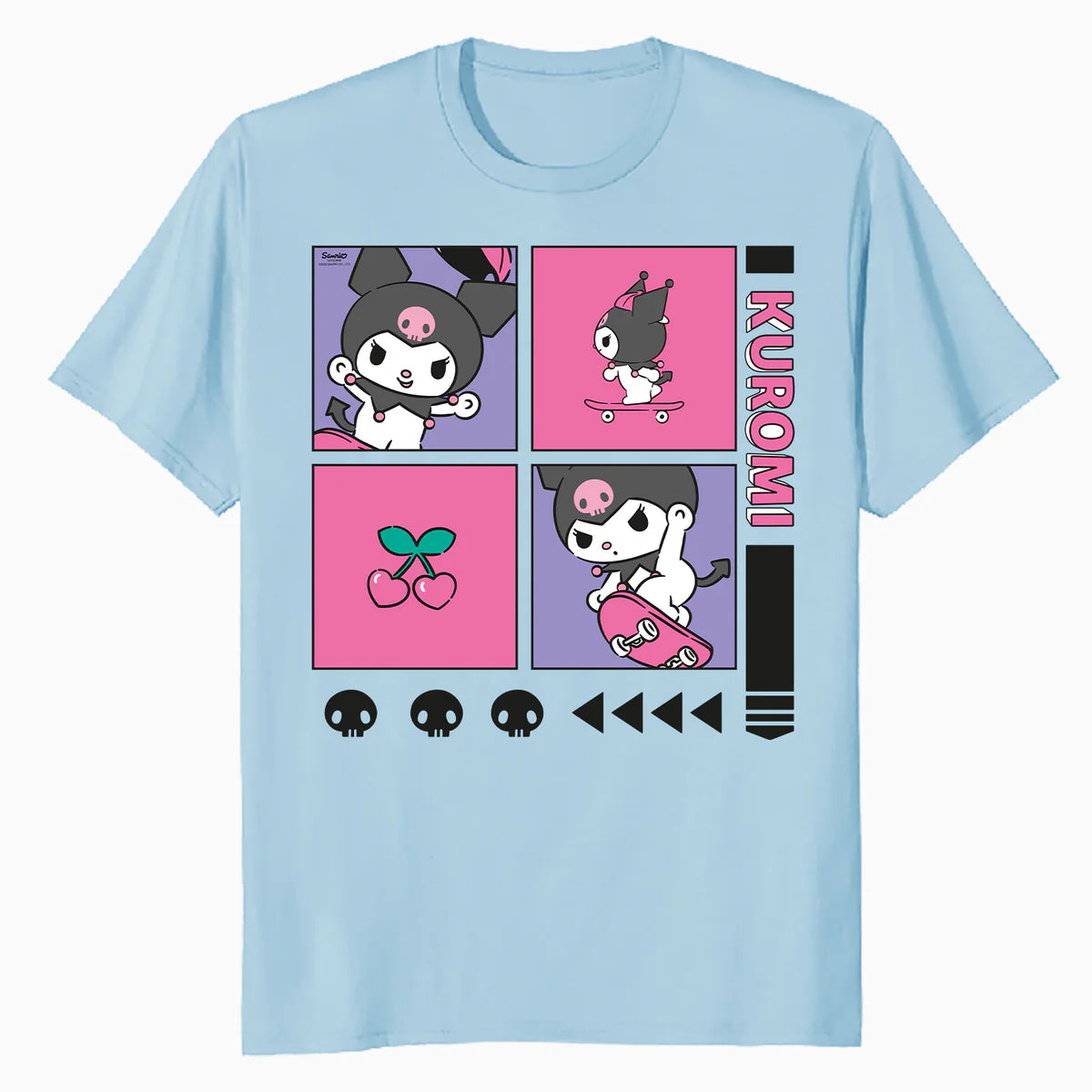 Hello Kitty Kuromi Street Style Skateboard Collage Classic Official Men's T-Shirt
