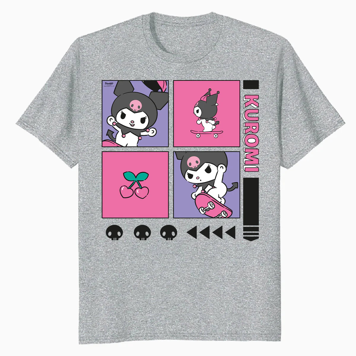 Hello Kitty Kuromi Street Style Skateboard Collage Classic Official Men's T-Shirt