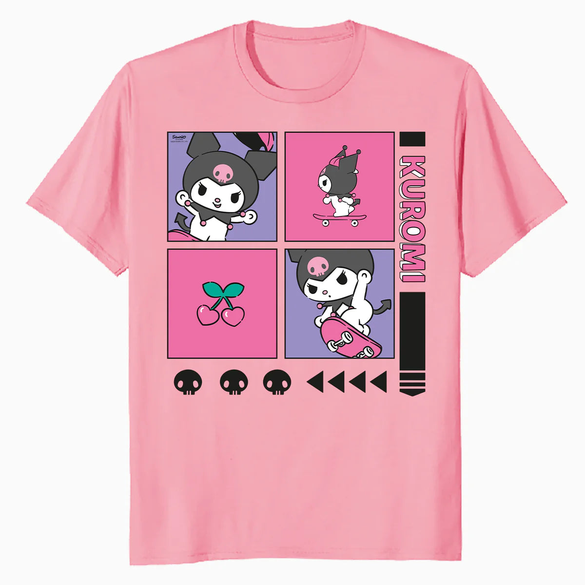 Hello Kitty Kuromi Street Style Skateboard Collage Classic Official Men's T-Shirt
