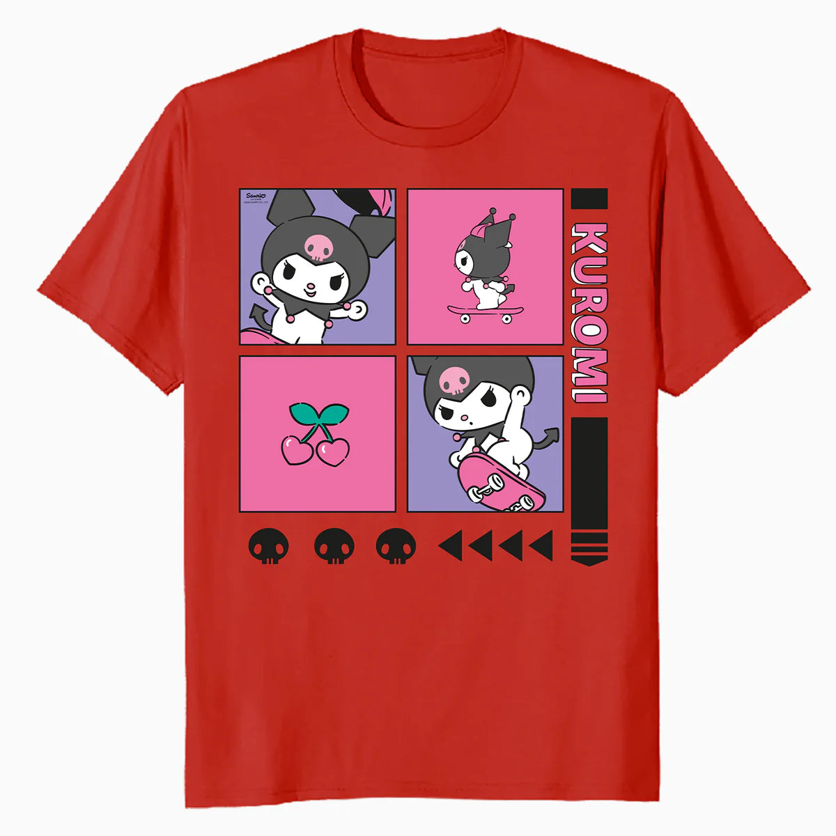Hello Kitty Kuromi Street Style Skateboard Collage Classic Official Men's T-Shirt