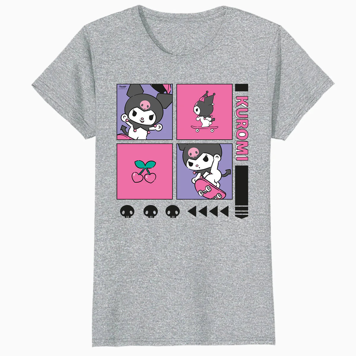 Hello Kitty Kuromi Street Style Skateboard Collage Classic Official Women's T-Shirt