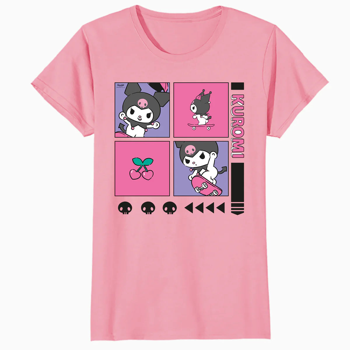 Hello Kitty Kuromi Street Style Skateboard Collage Classic Official Women's T-Shirt