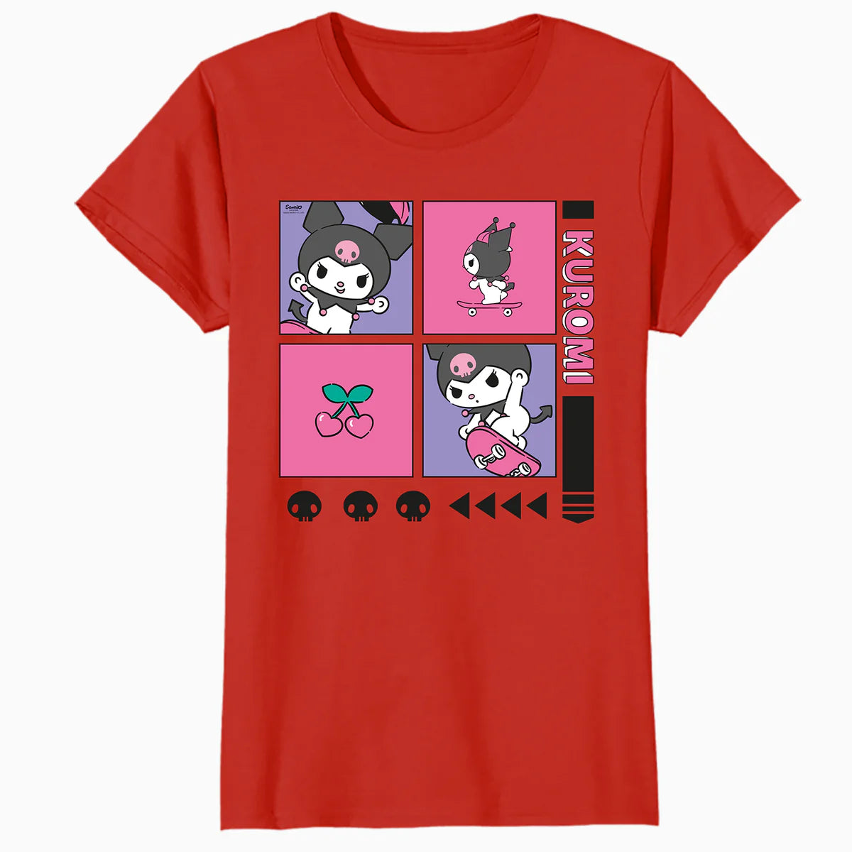 Hello Kitty Kuromi Street Style Skateboard Collage Classic Official Women's T-Shirt