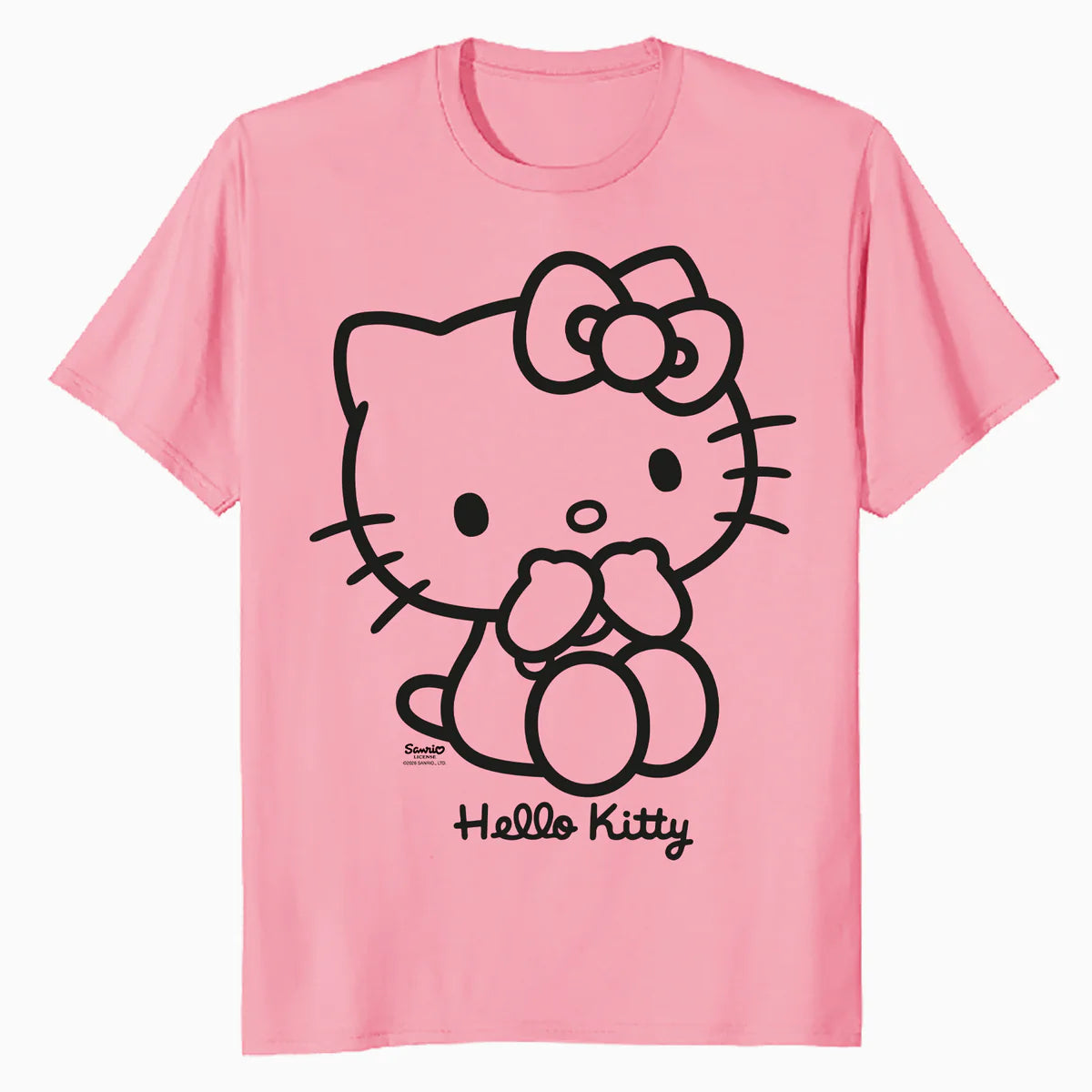Hello Kitty Outline Sweet Cute Bow XOXO Character Pose Retro Official Men's T-Shirt