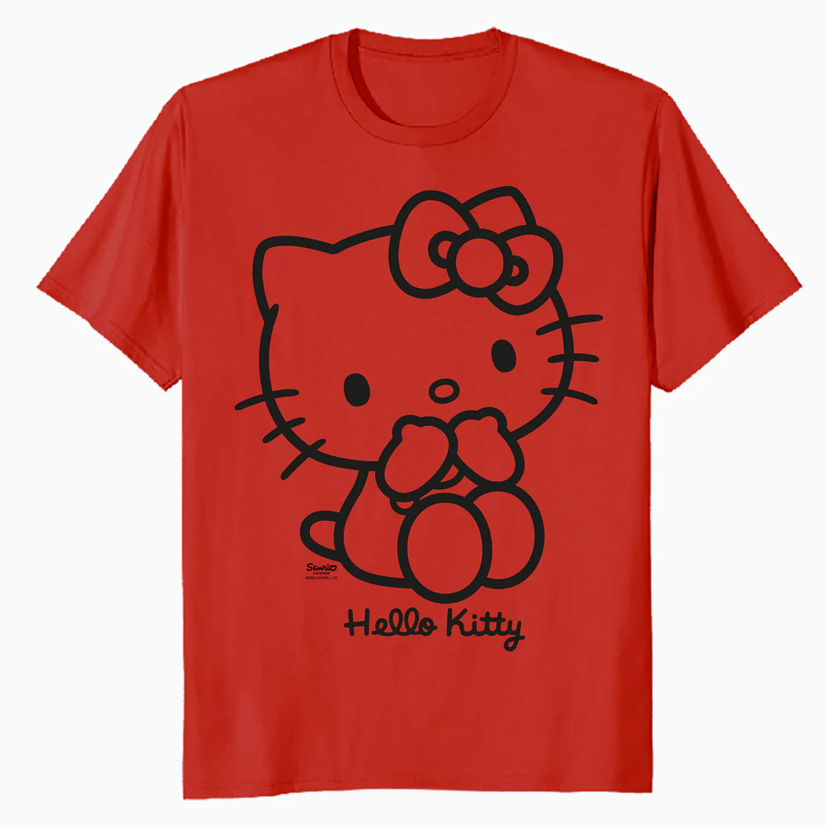 Hello Kitty Outline Sweet Cute Bow XOXO Character Pose Retro Official Men's T-Shirt