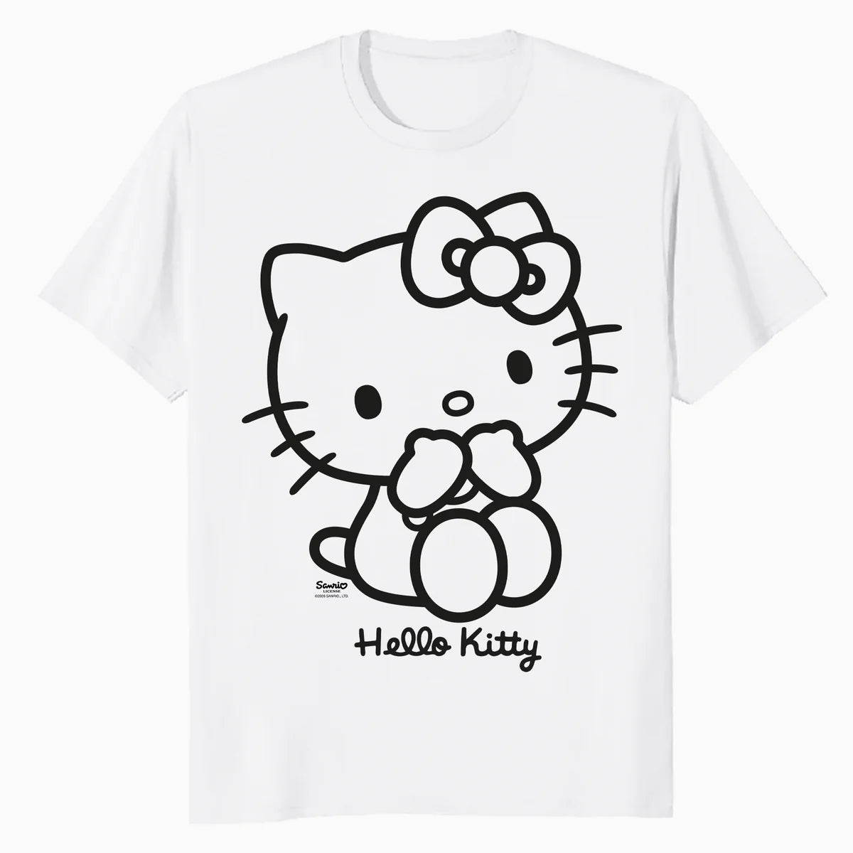 Hello Kitty Outline Sweet Cute Bow XOXO Character Pose Retro Official Men's T-Shirt