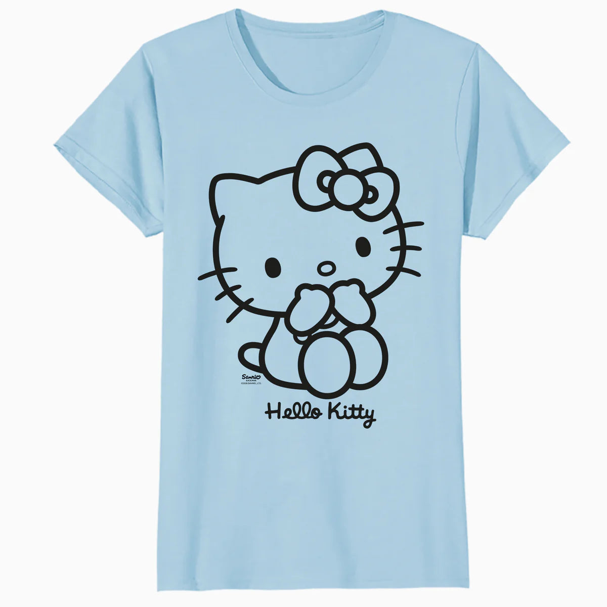 Hello Kitty Outline Sweet Cute Bow XOXO Character Pose Retro Official Women's T-Shirt