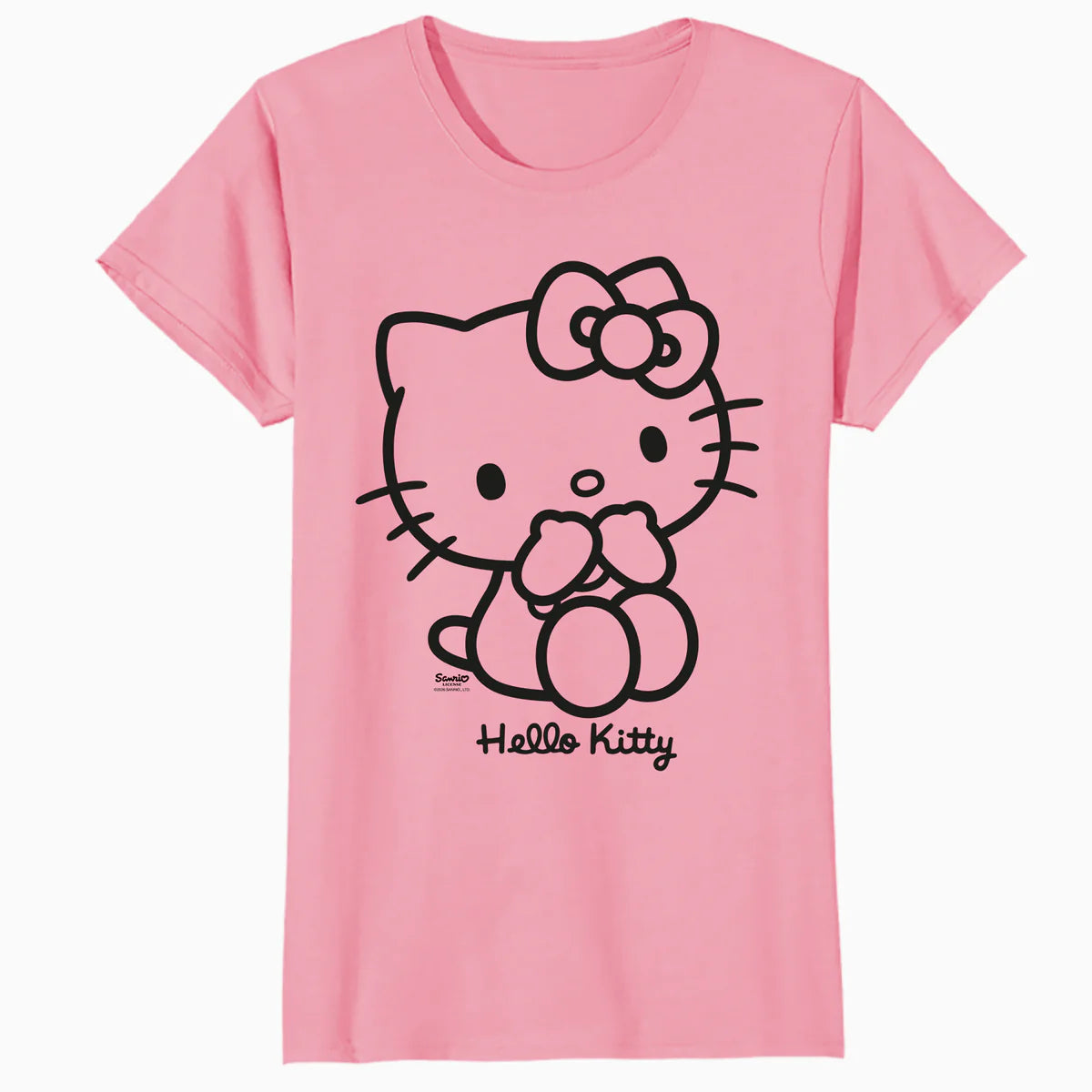 Hello Kitty Outline Sweet Cute Bow XOXO Character Pose Retro Official Women's T-Shirt