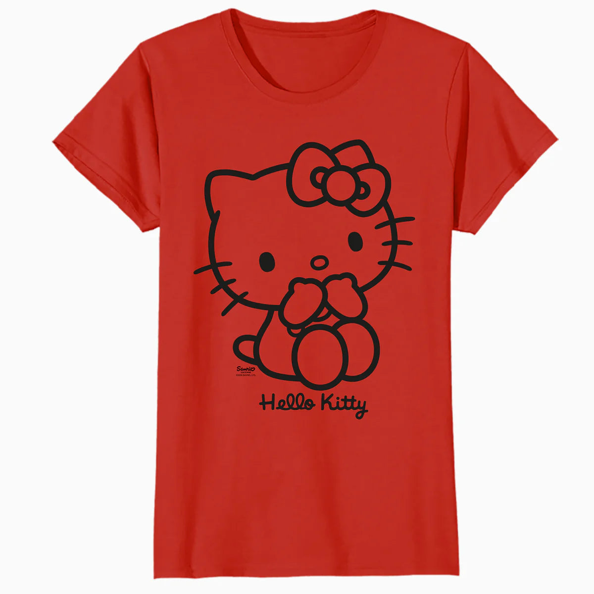 Hello Kitty Outline Sweet Cute Bow XOXO Character Pose Retro Official Women's T-Shirt
