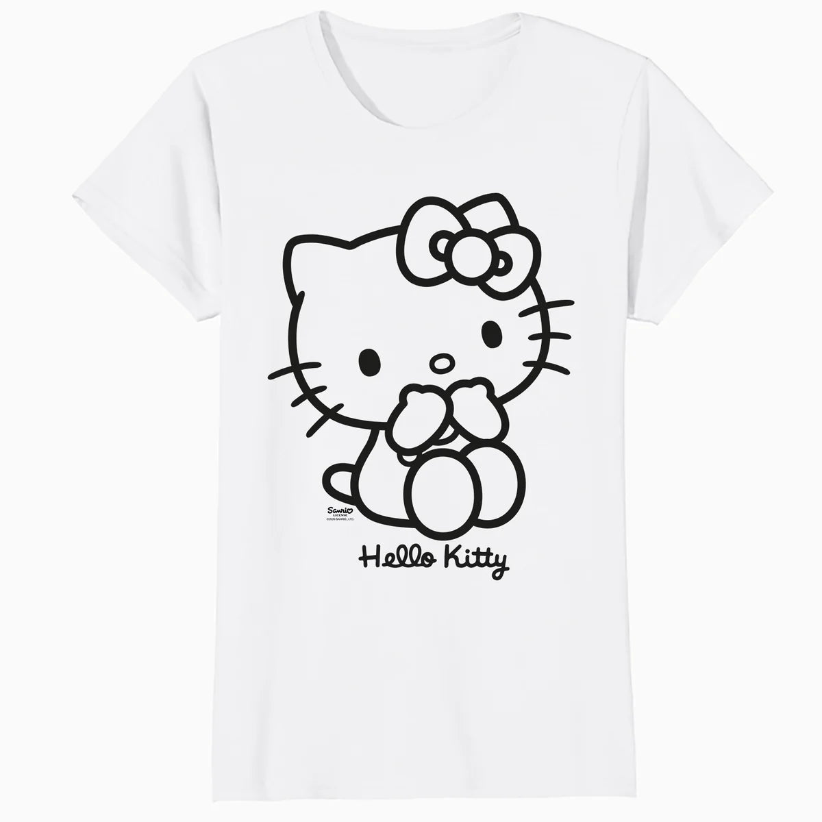 Hello Kitty Outline Sweet Cute Bow XOXO Character Pose Retro Official Women's T-Shirt