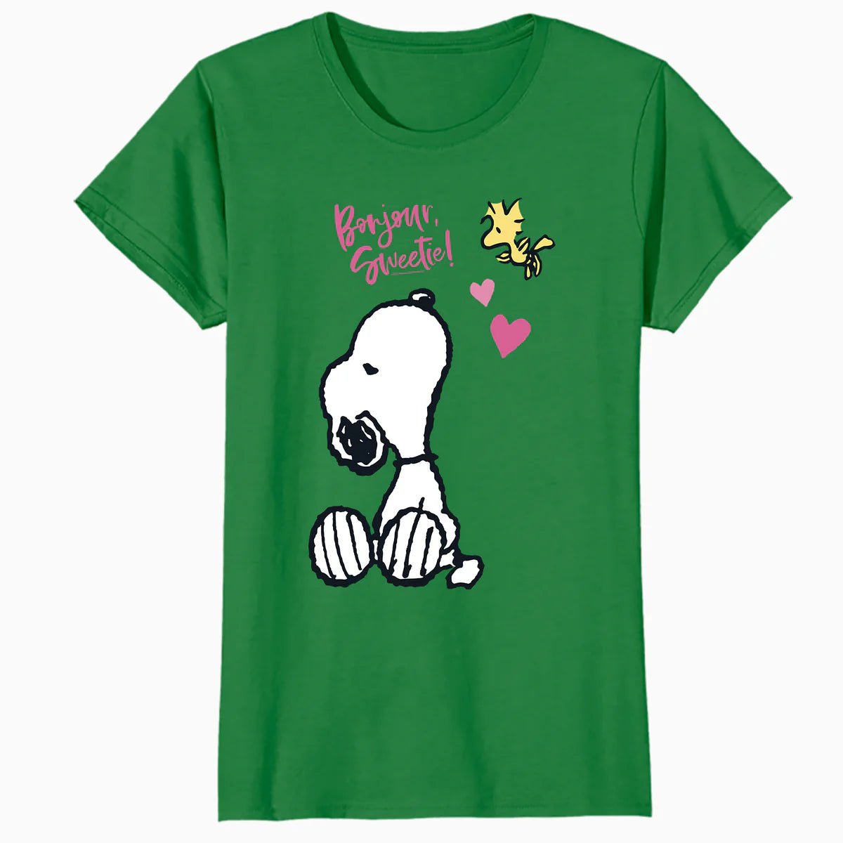 Peanuts Snoopy Woodstock Valentines Bonjour Sweetie Classic Official Women's T-Shirt