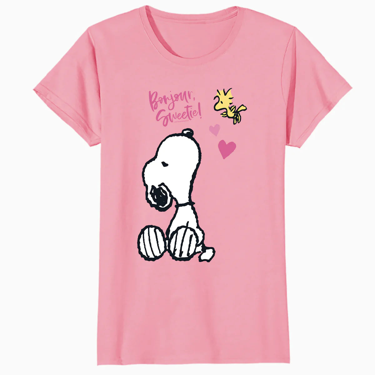 Peanuts Snoopy Woodstock Valentines Bonjour Sweetie Classic Official Women's T-Shirt