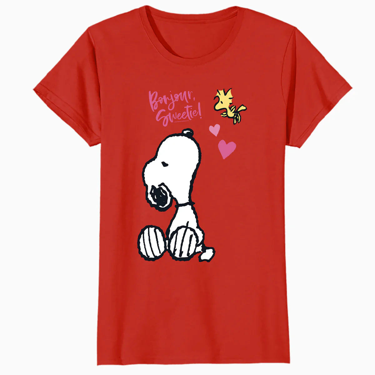 Peanuts Snoopy Woodstock Valentines Bonjour Sweetie Classic Official Women's T-Shirt