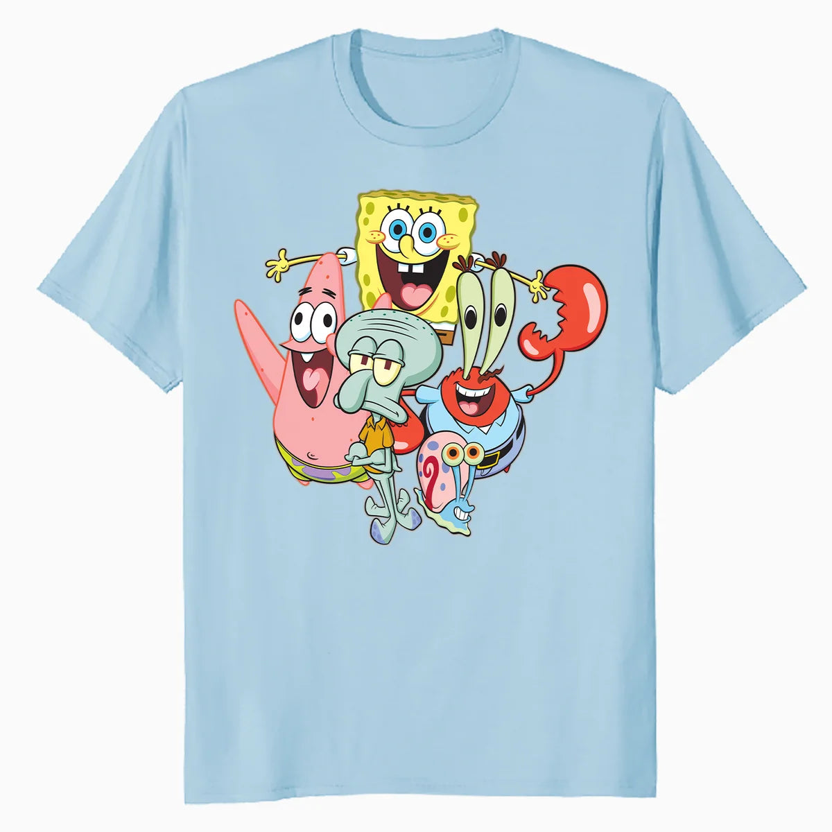 SpongeBob Patrick Crab Squidward Group Pose Cartoon Retro Official Men's T-Shirt