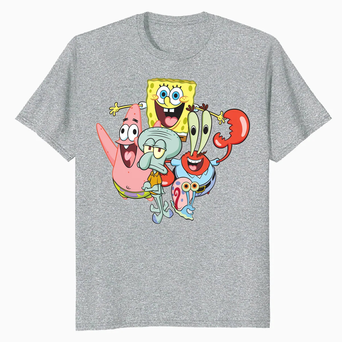 SpongeBob Patrick Crab Squidward Group Pose Cartoon Retro Official Men's T-Shirt