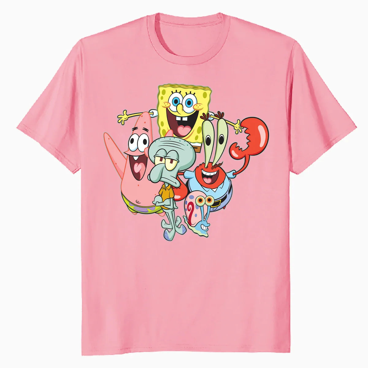 SpongeBob Patrick Crab Squidward Group Pose Cartoon Retro Official Men's T-Shirt