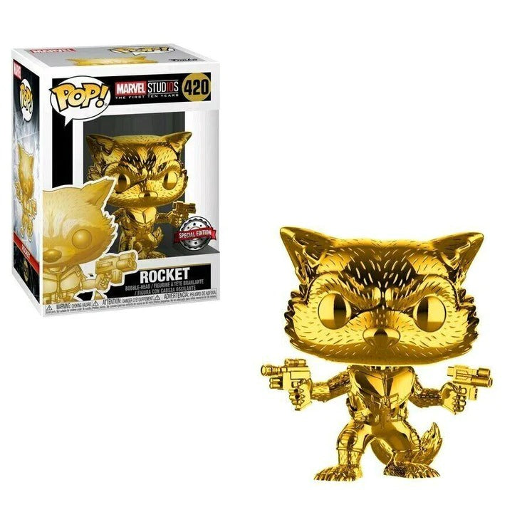 Pop! MARVEL MARVEL Studios The First Ten Years Rocket Raccoon Gold Chrome Exclusive