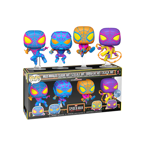 Pop! Games Spider-Man Miles Morales 4 Pack Blacklight International Exclusive