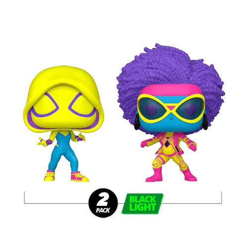 Pop! Marvel Spider-Man Across The Spider-Verse Spider-Gwen & Spider-Woman 2 Pack Blacklight International Exclusive