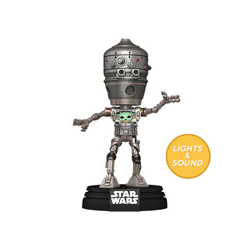 Pop! Deluxe Mandalorian IG-12 w/Grogu Lights & Sound International Exclusive