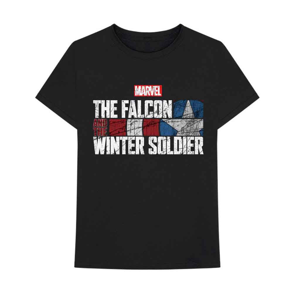 MARVEL COMICS FALCON & WINTER SOLDIER TEXT LOGO T-SHIRT