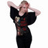 HARLEY QUINN EMBRACE MADNESS BOAT NECK BAT SLEEVE TOP BLACK T-shirt