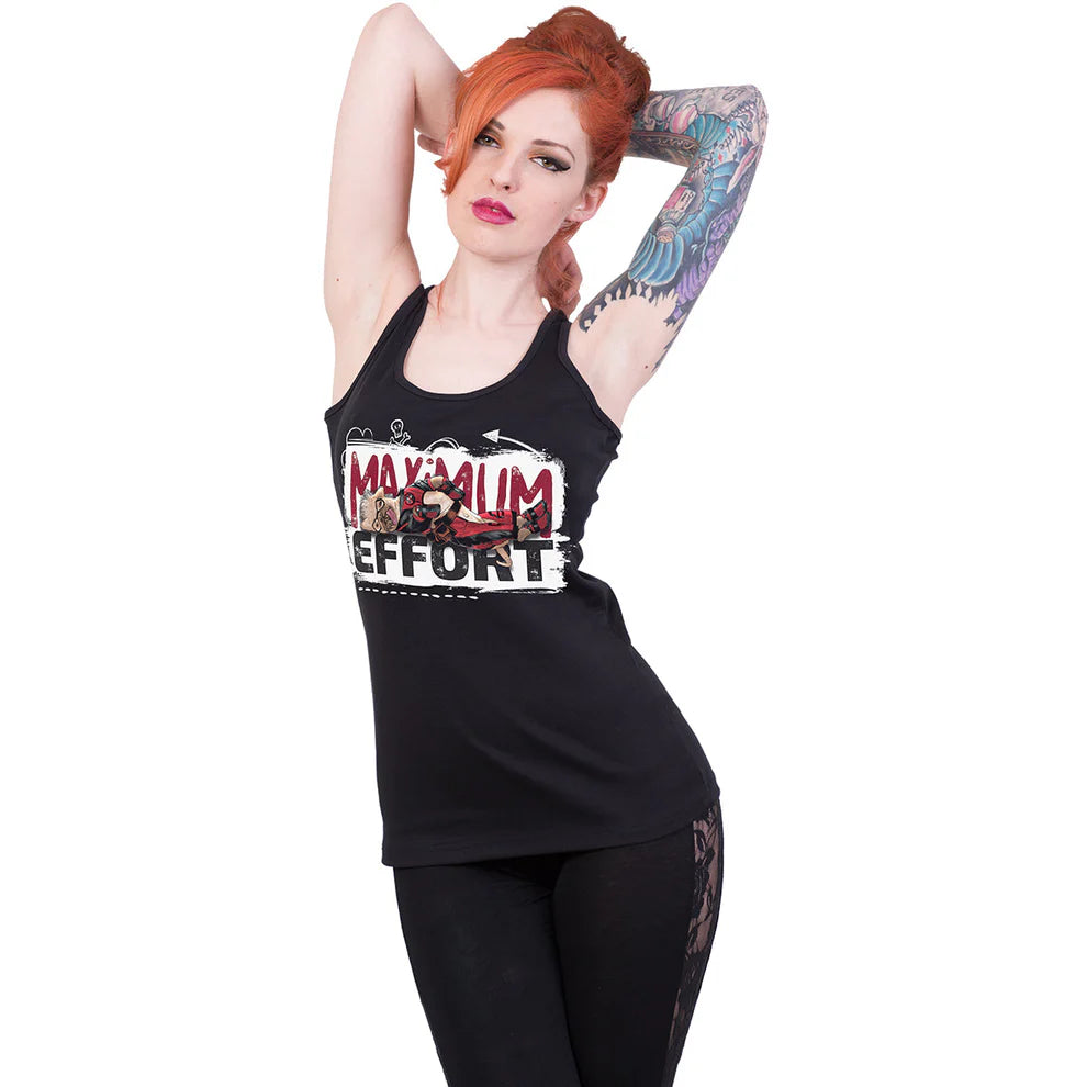 DEADPOOL MAXIMUM EFFORT RAZOR BACK TOP BLACK T-shirt