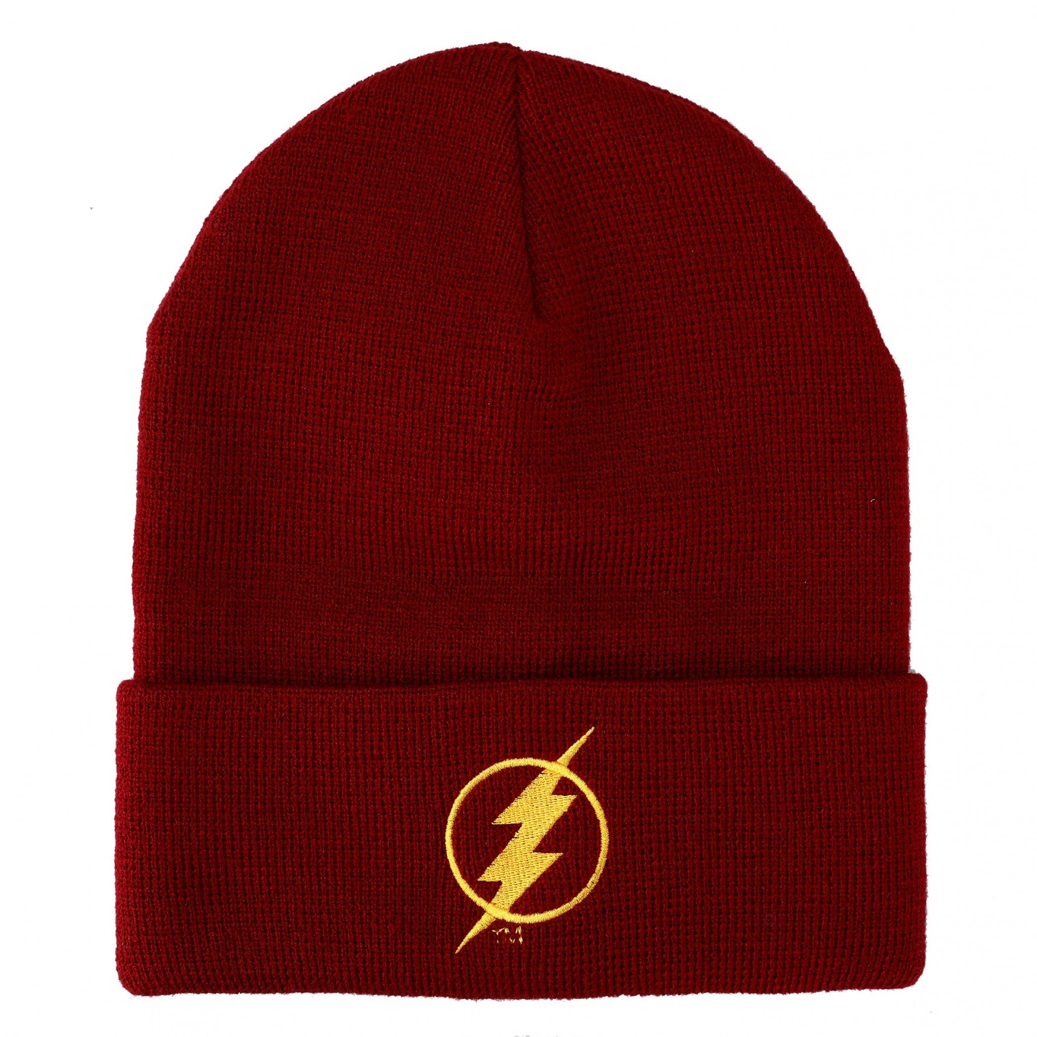 The Flash Logo Dark Red Colorway Cuffed Beanie
