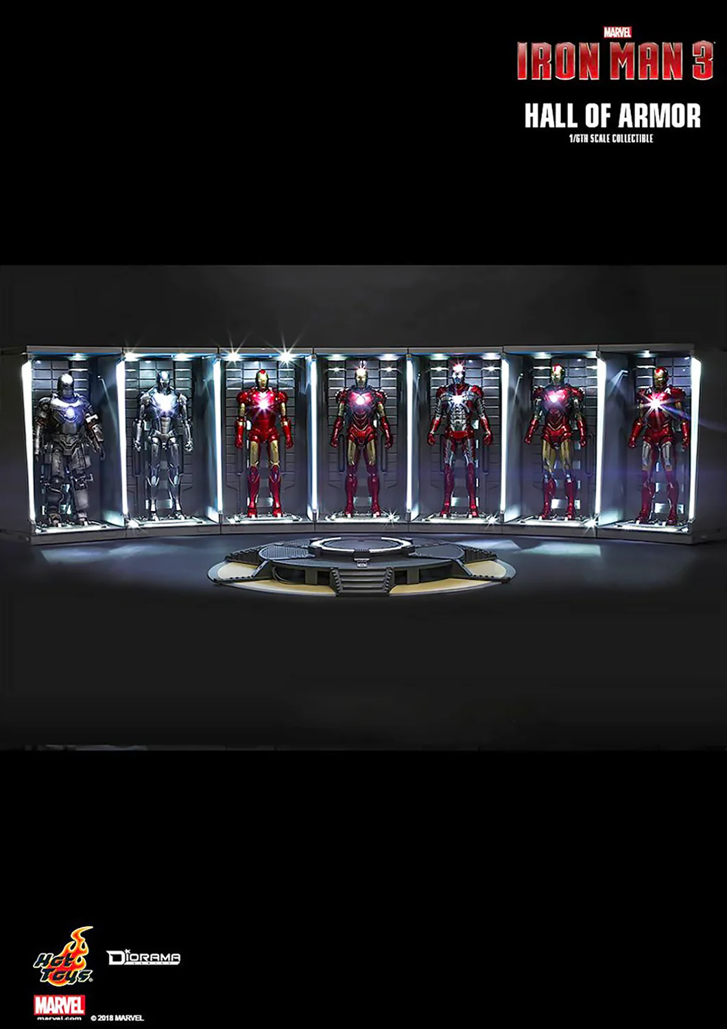MARVEL IRON MAN 2 HALL OF ARMOR COLLECTIBLE 1/6 SET OF 7