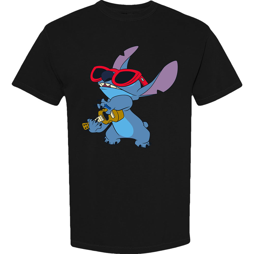 Disney Lilo & Stitch Stitch Guitar Black T-Shirt