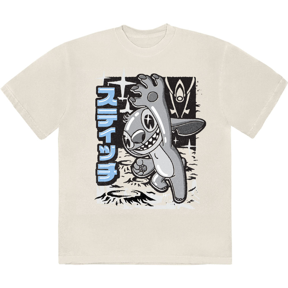 Disney Stitch Jump Black & White Natural T-Shirt