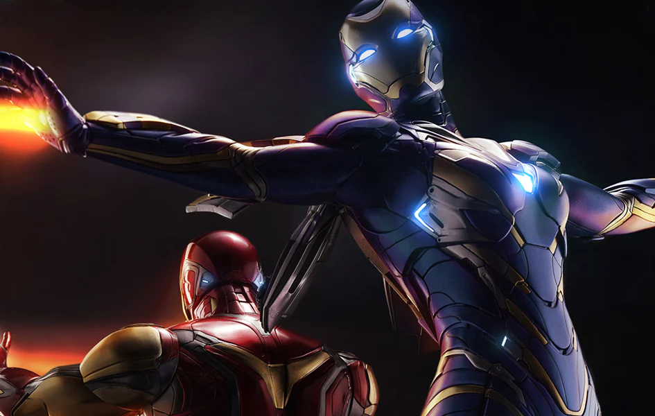 IRON MAN MARK 85 AND MARK 49 RESCUE SUIT 1/4 SCALE STATUE SET