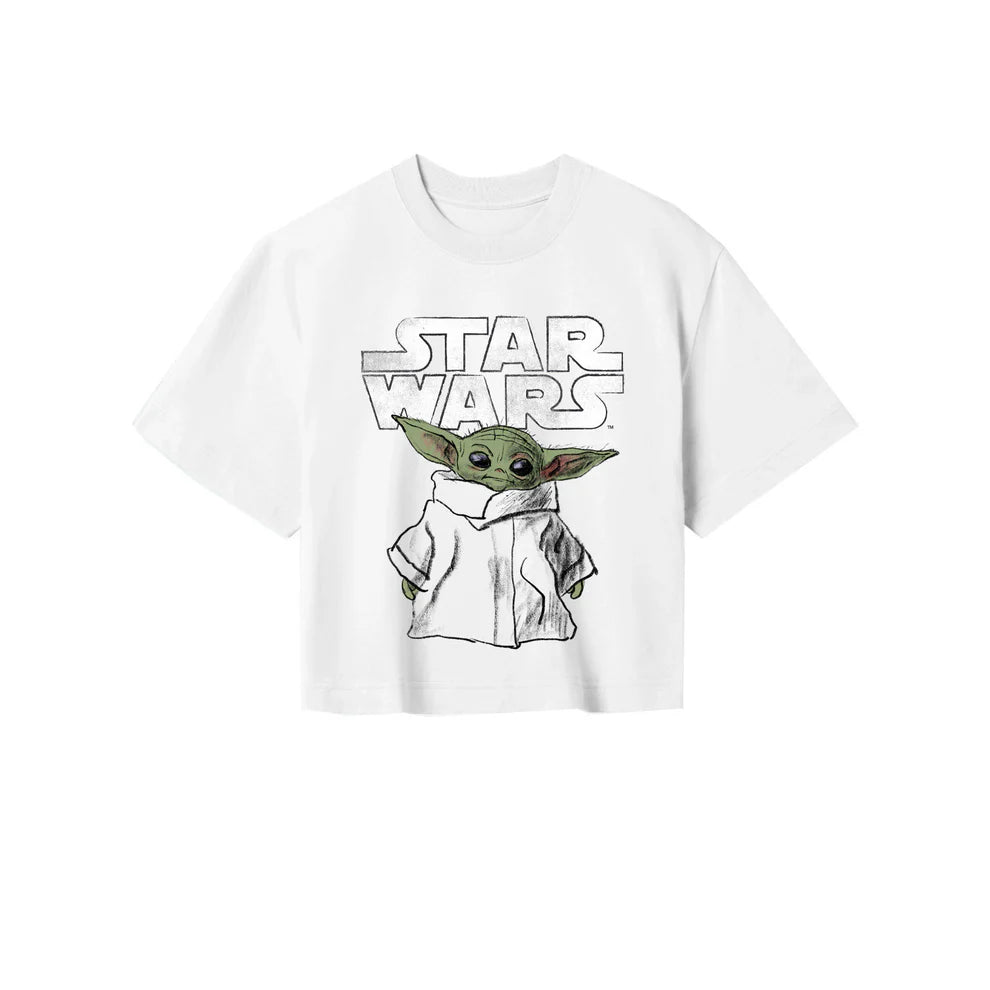 STAR WARS THE MANDALORIAN THE CHILD SKETCH CROPPED T-SHIRT