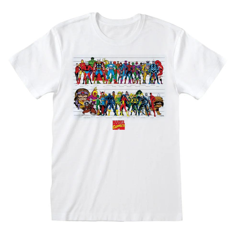 MARVEL COMICS CHARACTER CHART T-SHIRT