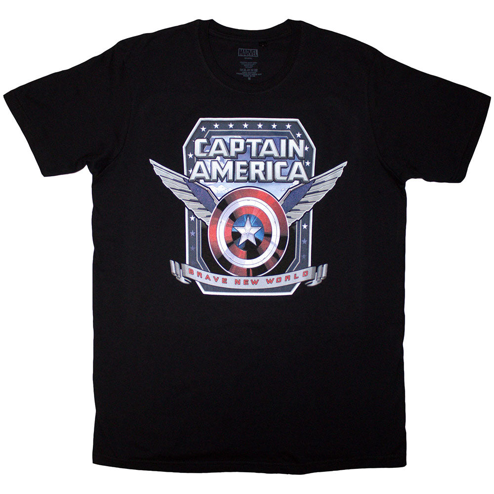 Marvel Comics Captain America Brave New World Shield Black T-Shirt