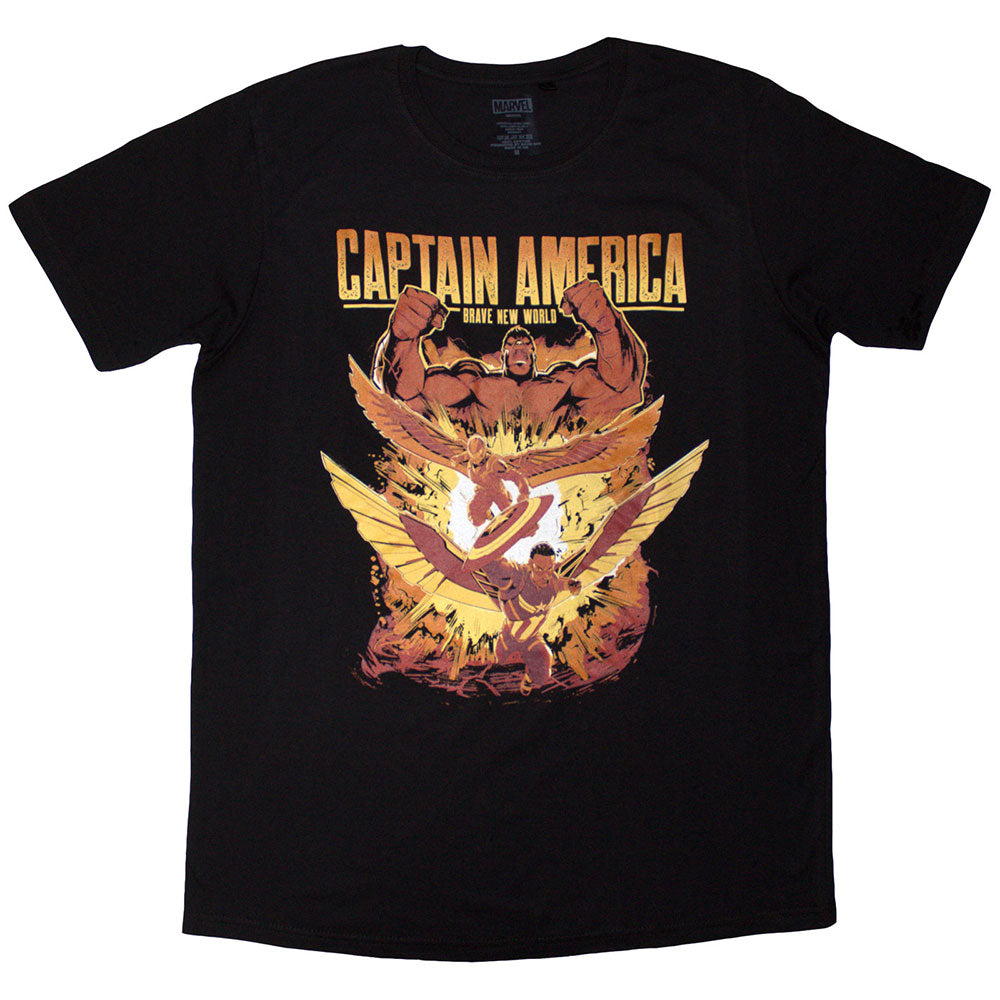 Marvel Comics Capt America Brave New World Explosion Black T-Shirt
