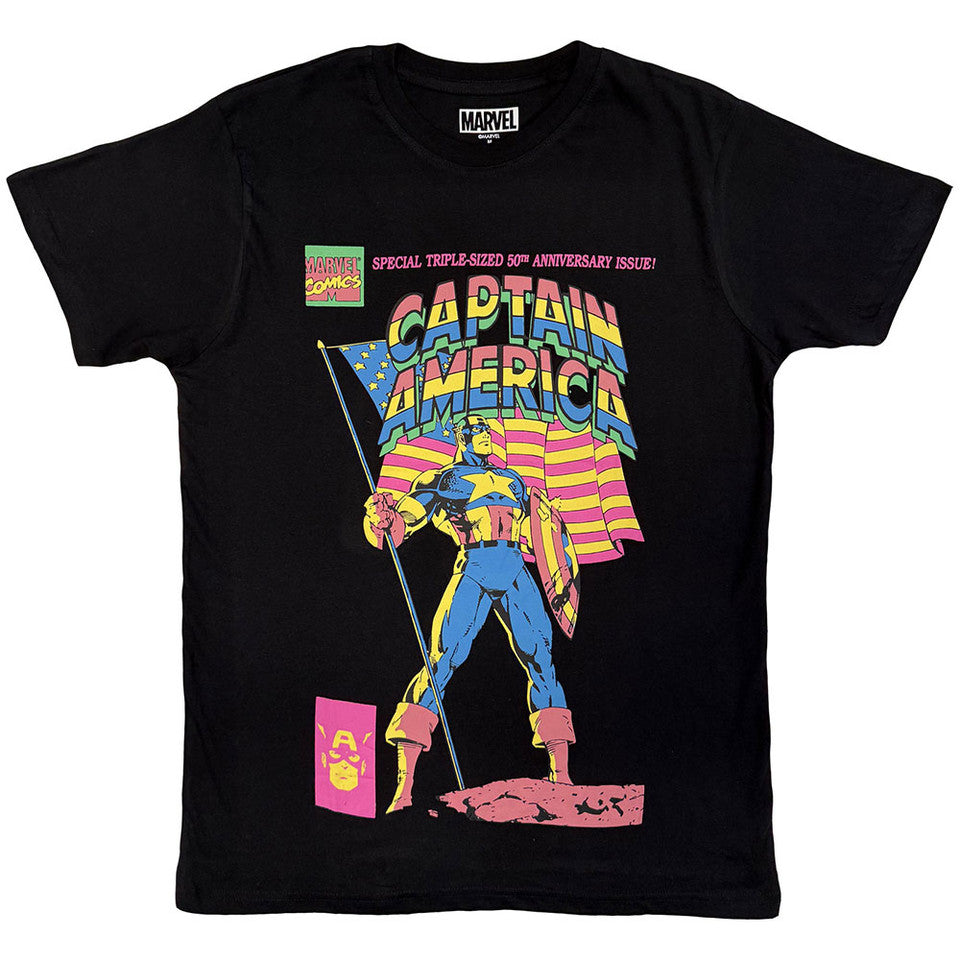 Marvel Comics Captain America 50Th Anniversary Black T-Shirt