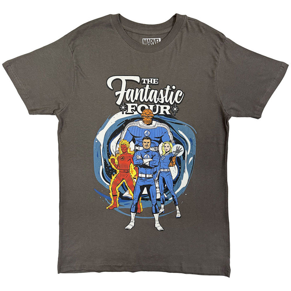 Marvel Comics Fantastic Four Portrait Charcoal Grey T-Shirt