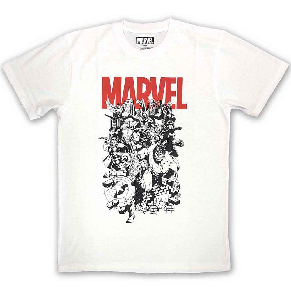 MARVEL COMICS BLACK & WHITE CHARACTERS T-SHIRT