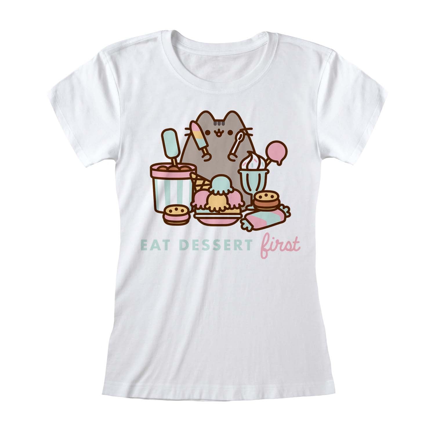 Pusheen Eat Dessert First Fitted T-Shirt