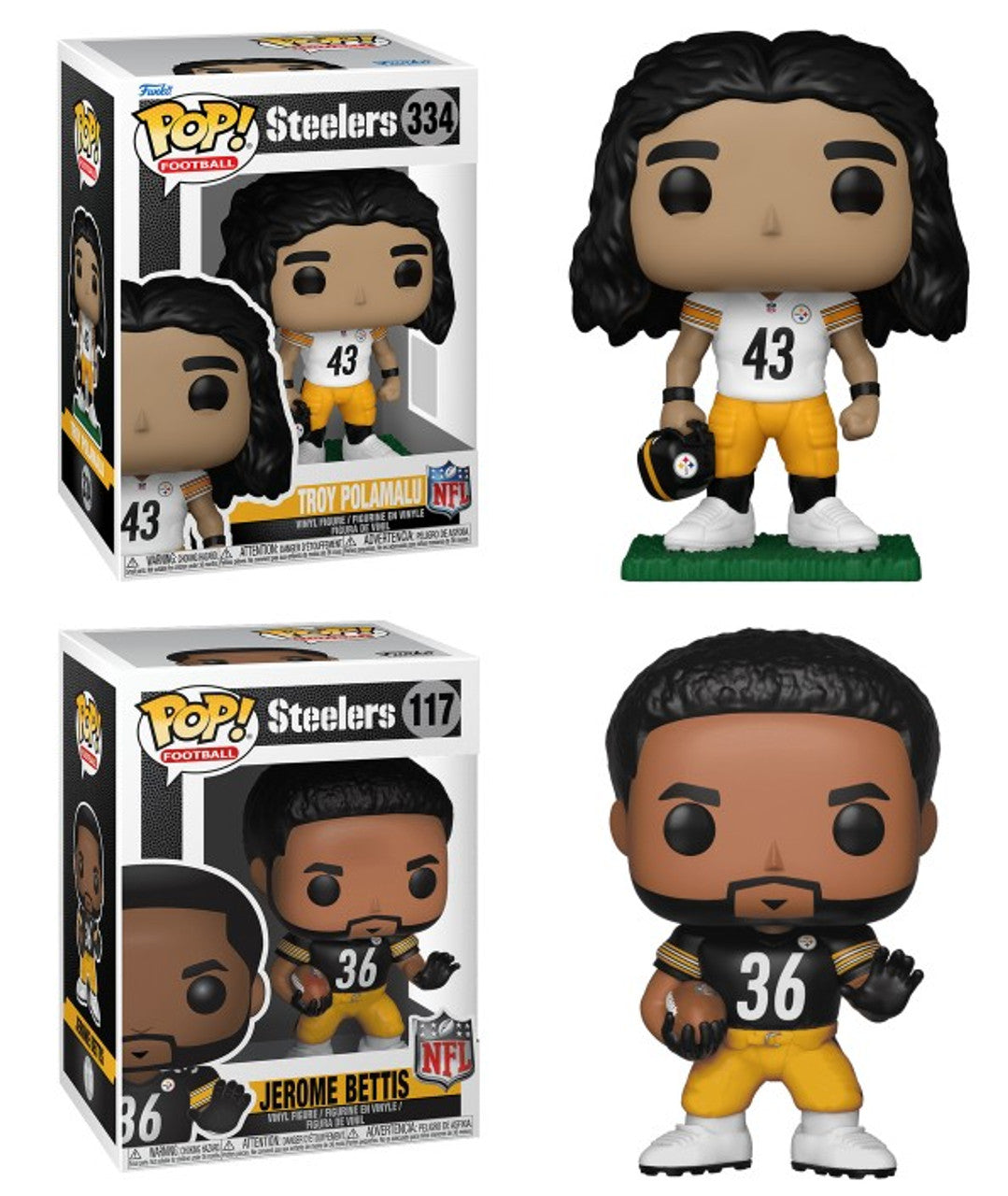 Pop! Combo 2 Troy Polamalu & Jerome Bettis Steelers NFL