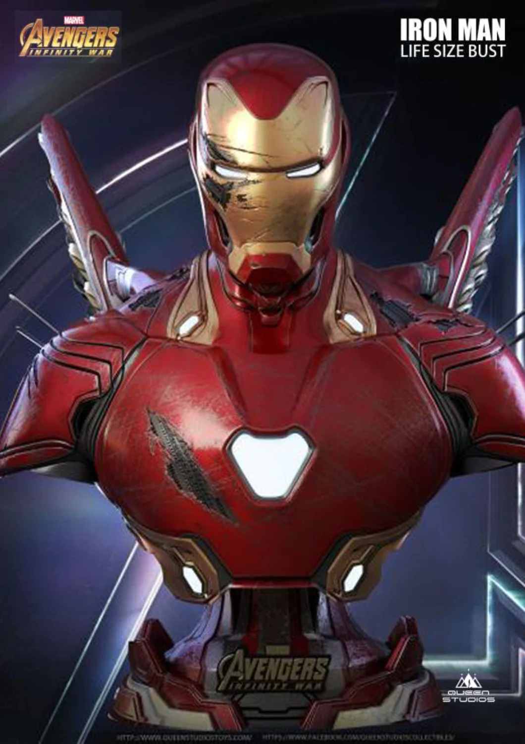 MARVEL IRON MAN MARK 1/1 L MARK 50 BATTLE DAMAGED BUST