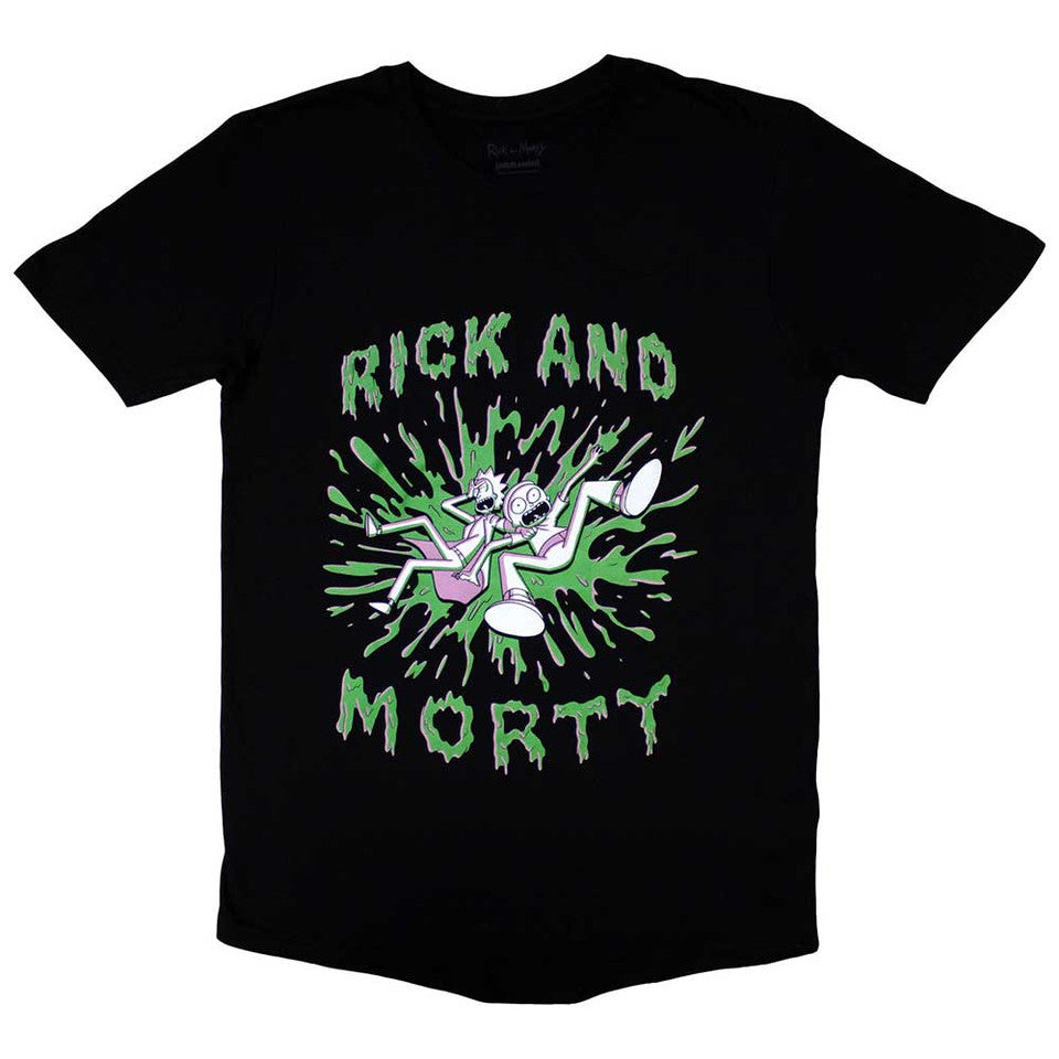 Rick & Morty Green Splat Black T-Shirt