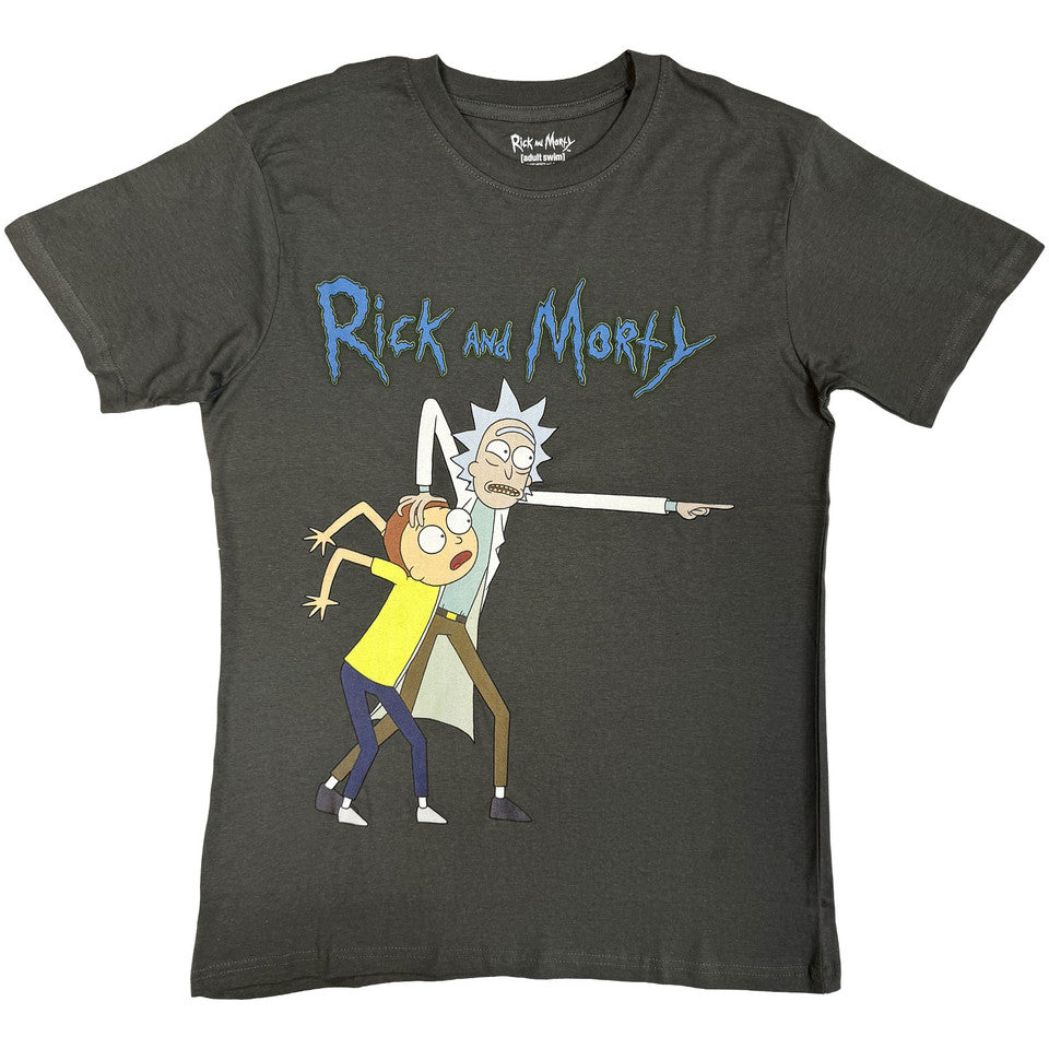 Rick & Morty Grab And Point Charcoal Grey T-Shirt