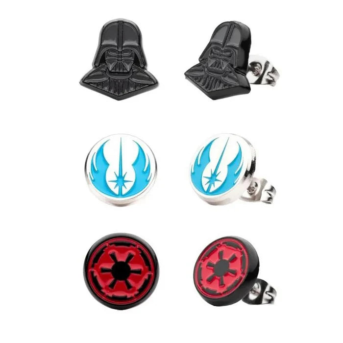 Star Wars 3 Pack Earring Set, Lola Droid, Inquisitor logo and Obi Wan Com Device