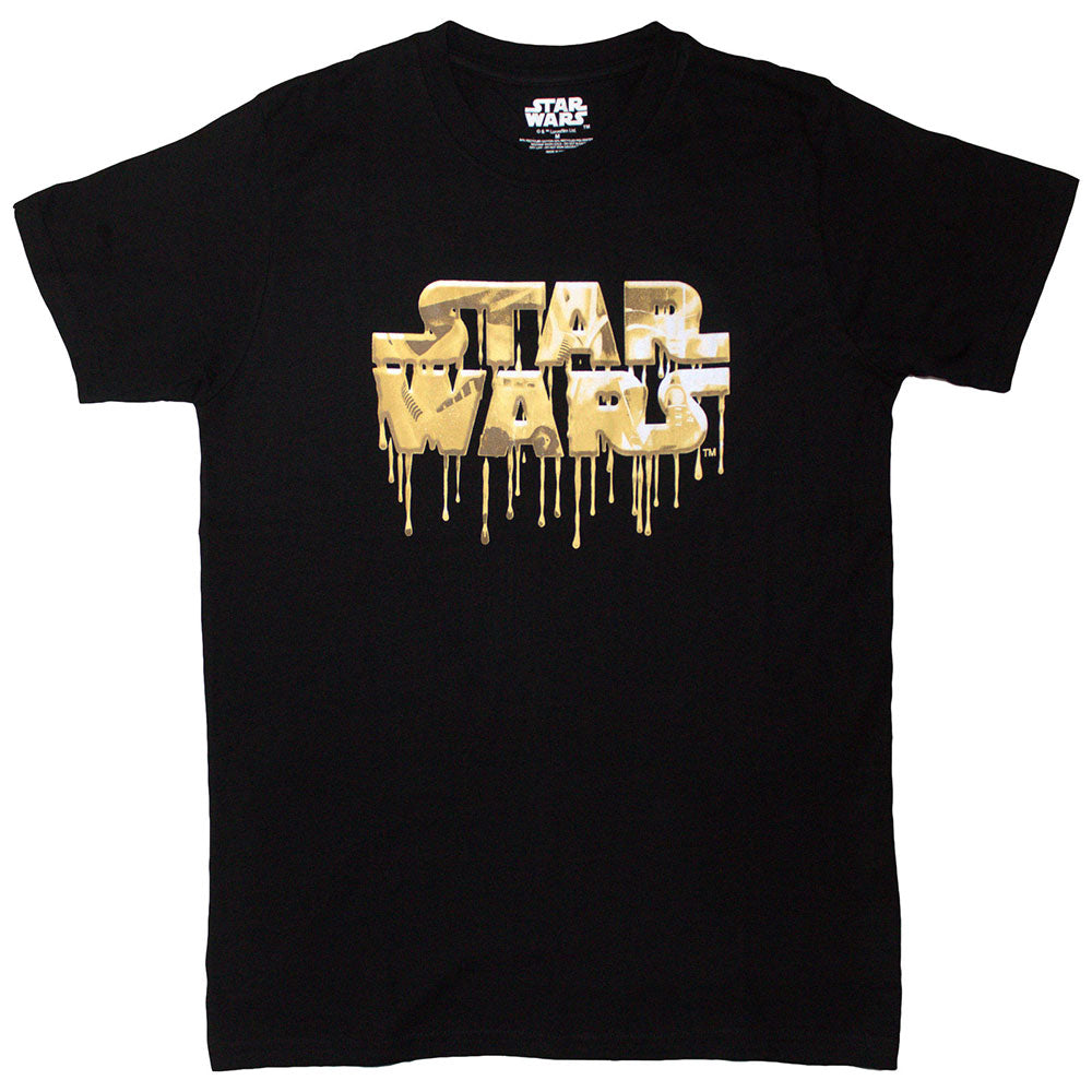 Star Wars Gold Drip Logo Black T-Shirt