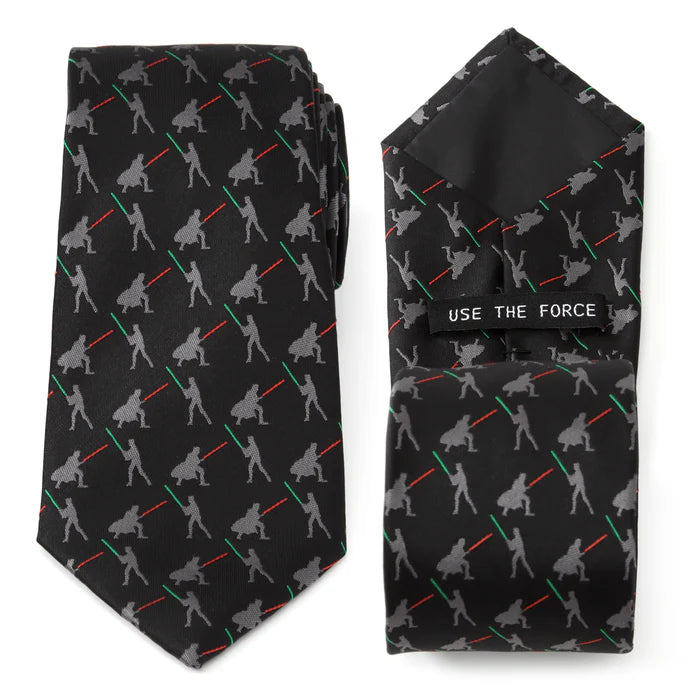 Vader v Luke Battle Lightsaber Black Mens Tie